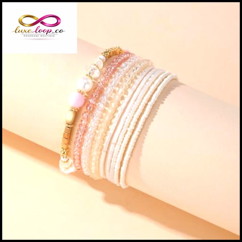 Stretch Beaded Bracelet Set Stackable Boho Jewelr… - image 6